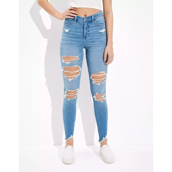 American Eagle Outfitters Denim - American Eagle Womens High Rise The Dream Jean Ripped Jegging Jeans Size 8